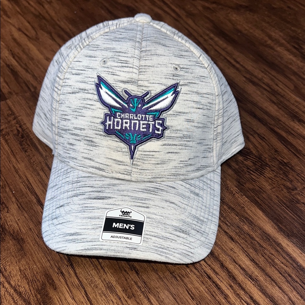 New Era Charlotte Hornets Heather Gray Adjustable Hat with Teal & Purple Logo